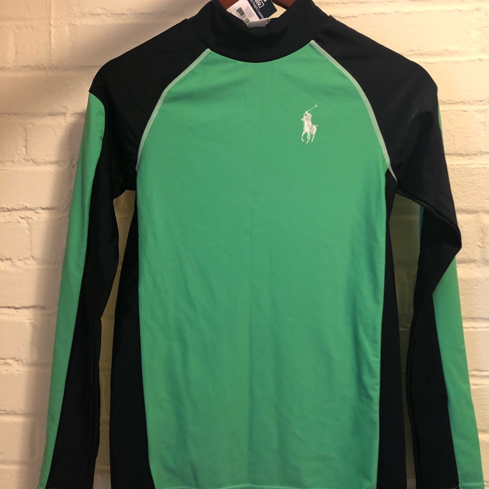 Rash Guard Long Sleeve Polo boys 14/16 Green Navy